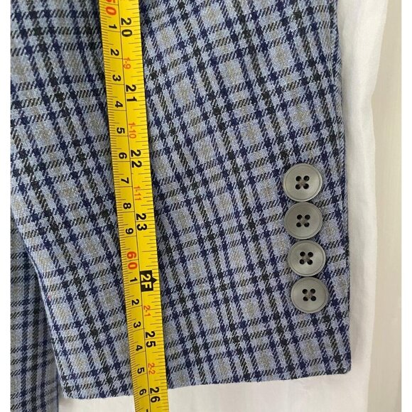 LAUREN RALPH LAUREN, Men's checkered suit jacket, by Linen, Blue. NWT. - Picture 7 of 8